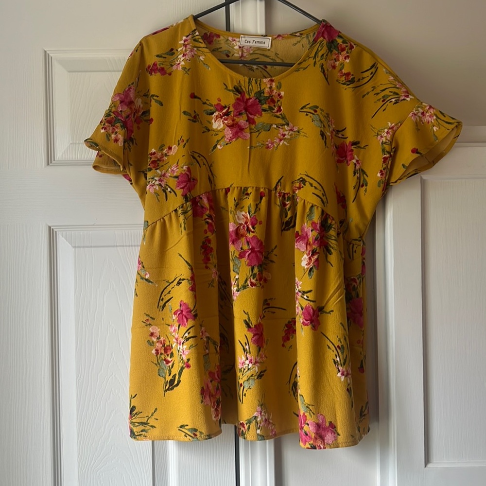 Ces Femme Floral Babydoll Top - Large